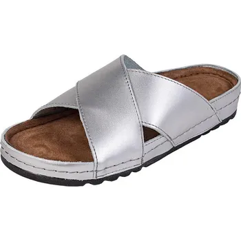 Dámské pantofle Buxa Dámské kožené pantofle BZ116 - stříbrná Velikost: 40