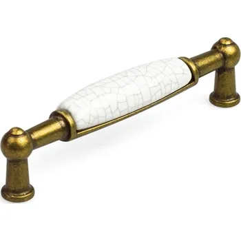 Nábytkové kování Interex design Úchytka LUNAS DUO / Staromosaz - Prasklý porcelán 96 mm