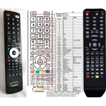 Dálkový ovladač SENCOR SLT2629DVBT, SLT3229DVBT, SLT42F29DVBT - kompatibilní značkový dálkový ovladač General