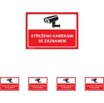 Walteco Střeženo kamerami se záznamem (červená), 297x210mm, formát A4, plastová tabulka Množství: 5 ks