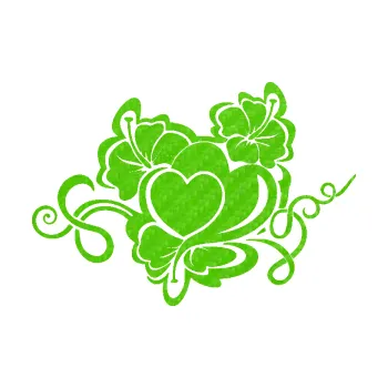 Samolepící dekorace SAMOLEPKA Květina dekor 048 pravá ibišek a srdce (58 - 3D karbon zelený kawasaki) NA AUTO, NÁLEPKA, FÓLIE, POLEP, TUNING, VLASTNÍ TEXT, TISK, AUTOSAMOLEPKY.cz, POLEPY, OBRÁZEK, LOGO, SAMOLEPKY