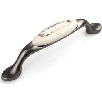 Nábytkové kování Interex design Úchytka LUNAS / Starostříbro - motív ornamenty 96 mm