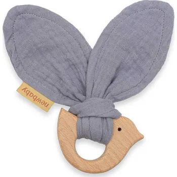 Dětské kousátko s ptáčkem New Baby Bird grey