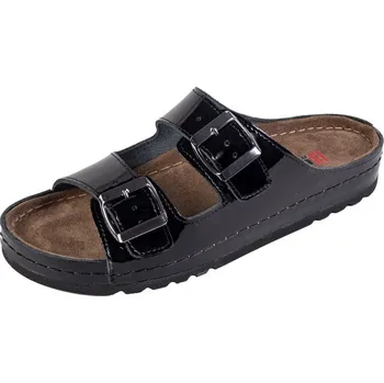 Dámské pantofle Buxa Dámské kožené pantofle BZ110 - černá lakovaná Velikost: 38