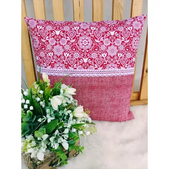 Povlak na dekorativní polštářek Povlak na polštář 40 x 40 cm – Folklórní vzor červený | Ruční výroba z bavlny