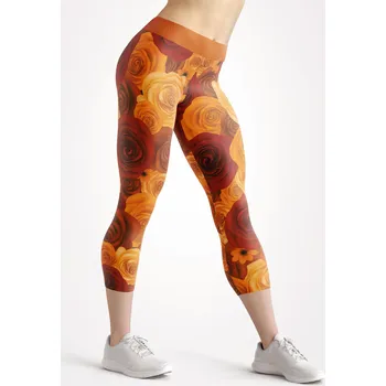 Dámské legíny UTOPY 3/4 Dámské sportovní legíny Autumn Flowers Velikost: XXL