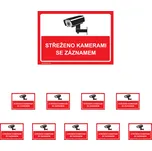 Walteco Střeženo kamerami se záznamem (červená), 297x210mm, formát A4, plastová tabulka Množství: 10 ks