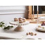 Stojan na dorty ze světle hnědého mangového dřeva 30 x 30 x 12 cm dekorativní stylový vyřezávaný podnos na pečivo Beliani