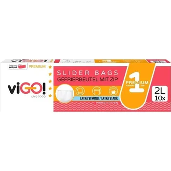 Sáček na potraviny viGO! Sáček uzavíratelný s jezdcem 2l 10 ks, box