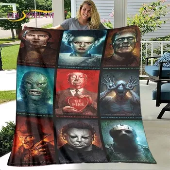 deka Teplá flanelová deka s hororovými postavami - 27,150x200cm