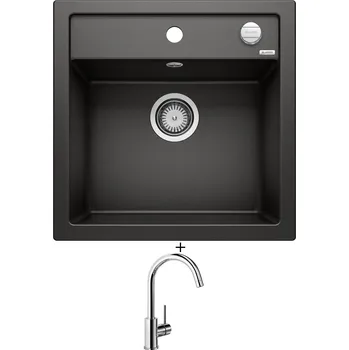 Kuchyňský dřez Granitový dřez SET Blanco DALAGO 5 černá s excentrem 525871 + Blanco MIDA chrom 517742