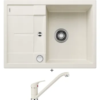 Kuchyňský dřez Granitový dřez SET Blanco METRA 45 S Compact bílá soft + excentrické ovládání + Blanco DARAS bílá soft 526935