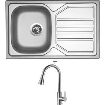 Nerezový dřez Nerezový dřez SET Sinks OKIO 800 V nerez matný + Laveo BONA BAB 269U nerez