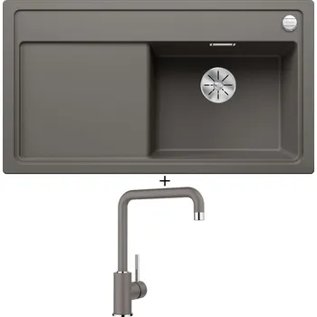 Granitový dřez Granitový dřez SET Blanco ZENAR 5 S šedá vulkán 527365 + Blanco MILI šedá vulkán 527460