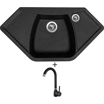 Granitový dřez Granitový dřez SET Sinks NAIKY 980 granblack + Laveo BKZ 768K černá