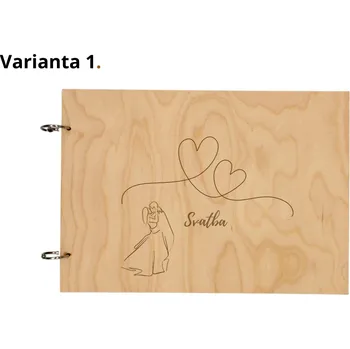 Fotoalbum Dřevěné Fotoalbum na Šířku A4 Motiv Svatba Výběr Variant Varianta: Varianta 1