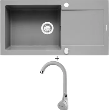 Granitový dřez Granitový dřez SET Pyramis MIDO (100x50) 1B 1D šedá + Pyramis BELLO šedá