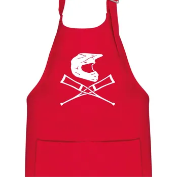 Kuchyňská zástěra Cross helma / berle - Dětská zástěra na vaření - Univerzální velikost ( Červená )
