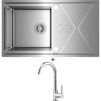 Nerezový dřez Nerezový dřez SET Teka BROOKLYN 50 M-XP 1B 1D nerez + Deante ASTER 062 M chrom