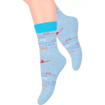 Dívčí spodní prádlo Dívčí klasické ponožky s nápisem I love 014/149 Steven Barva/Velikost: tyrkys / 29/31