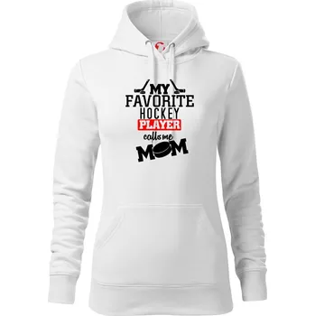 Dámská mikina My favorite hockey player calls me DAD / MOM - Mikina dámská Cape s kapucí - S ( Bílá )