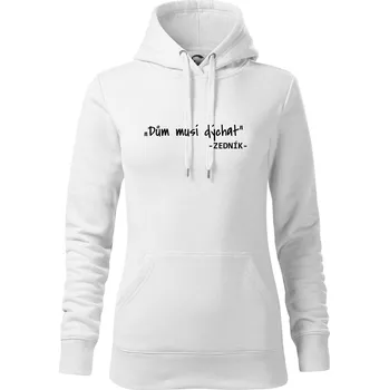 Dámská mikina Stavíme svépomoci - Dům musí dýchat - Mikina dámská Cape s kapucí - S ( Bílá )