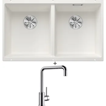 Granitový dřez Dřez pod desku SET Blanco SUBLINE 350/350 U bílá 523578 + Blanco MILI chrom 519413