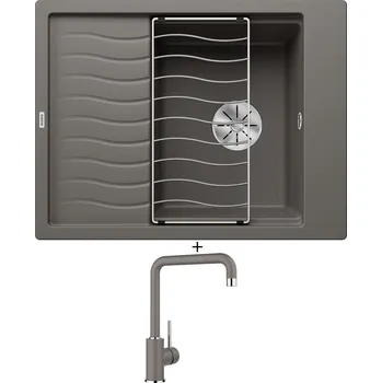 Granitový dřez Granitový dřez SET Blanco ELON 45 S šedá vulkán 527250 + odkapová mřížka + Blanco MILI šedá vulkán 527460