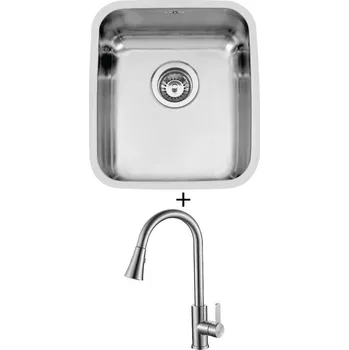 Kuchyňský dřez Dřez pod desku SET Sinks BRASILIA 380 U nerez leštěný + Laveo BONA BAB 269U nerez