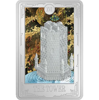 Stříbrná mince The Tower (Věž) 1 Oz 2024 (Tarotové karty) Color PROOF - (17.)