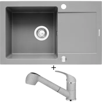 Granitový dřez Granitový dřez SET Pyramis MIDO (79x50) 1B 1D šedá + Pyramis FIDO šedá