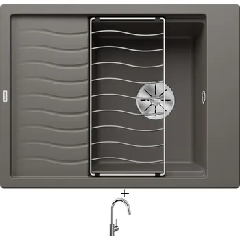 Granitový dřez Granitový dřez SET Blanco ELON 45 S šedá vulkán 527250 + odkapová mřížka + Blanco MIDA-S chrom 521454