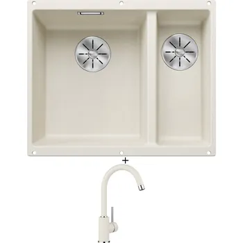 Granitový dřez Dřez pod desku SET Blanco SUBLINE 340/160 U bílá soft 527162 + Blanco MIDA bílá soft 526966
