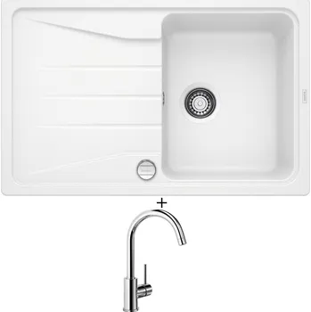 Kuchyňský dřez Granitový dřez SET Blanco SONA 45 S bílá s excentrem + Blanco MIDA chrom 517742