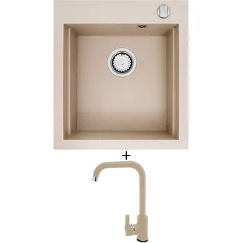 Granitový dřez Granitový dřez SET Pyramis SIROS (47x51,5) 1B béžová + Pyramis SILVIO béžová