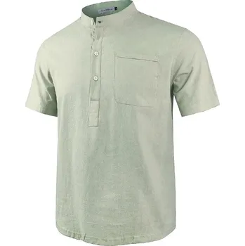 Pánská košile Pánská lněná košile s náprsní kapsou Barva: Zelená, Velikost: L