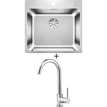 Nerezový dřez Nerezový dřez SET Blanco SOLIS 500-IF/A nerez kartáčovaný s excentrem PushControl 526124 + Deante ASTER 062 M chrom