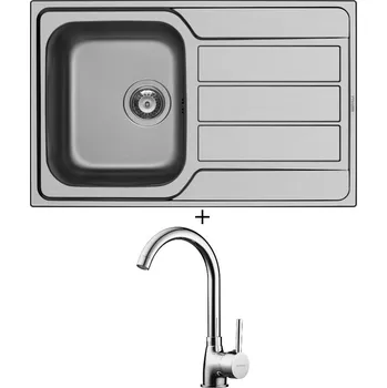 Nerezový dřez SET Pyramis ATHENA (79x50) 1B 1D nerez + Pyramis BELLO chrom