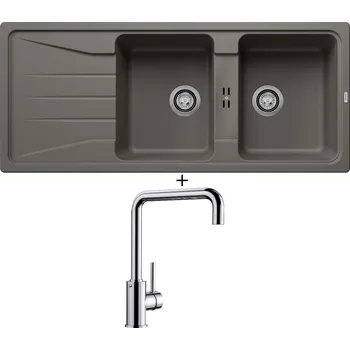 Granitový dřez Granitový dřez SET Blanco SONA 8 S šedá vulkán 527339 + Blanco MILI chrom 519413