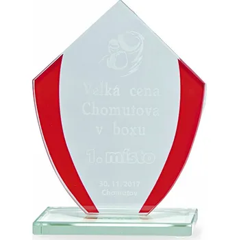 Cinkili Skleněná plaketa 28026 červená Označení: C, Výška: 110 mm x 150 mm, Průměr: --