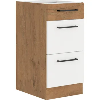 Kuchyňská linka Spodní skříňka, bílá extra vysoký lesk HG / dub lancelot, VEGA D40 3S BB