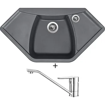 Granitový dřez Granitový dřez SET Sinks NAIKY 980 titanium + Deante CORIO BFC 060M chrom