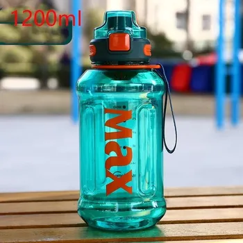 Sportovní láhev 1L s lanem pro fitness a venkovní aktivity - zelená - 1200 ml