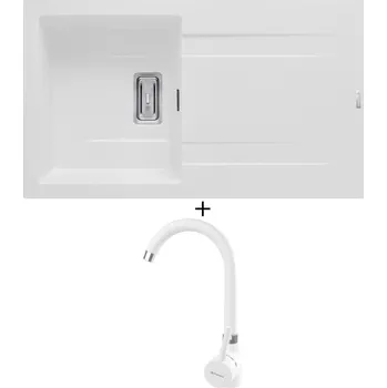 Granitový dřez Granitový dřez SET Pyramis KARTESIO (86x50) 1B 1D bílá + Pyramis BELLO bílá