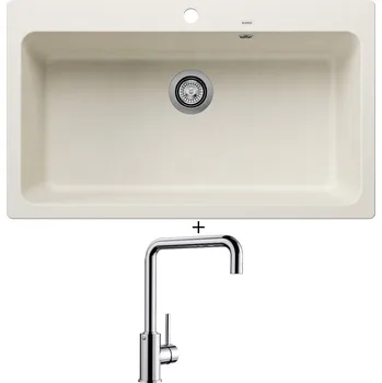 Granitový dřez Granitový dřez SET Blanco NAYA XL 9 bílá soft 527133 + Blanco MILI chrom 519413