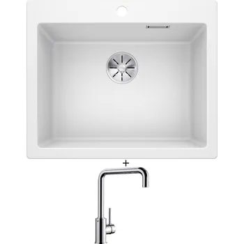 Granitový dřez SET Blanco PLEON 6 bílá 521683 + Blanco MILI chrom 519413