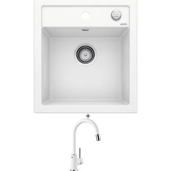 Granitový dřez SET Blanco DALAGO 45 bílá s excentrem 517160 + Blanco MIDA-S bílá 521457