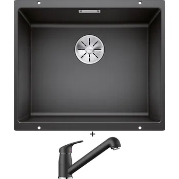 Granitový dřez Dřez pod desku SET Blanco SUBLINE 500 U antracit 523432 + Blanco DARAS-S antracit 517732
