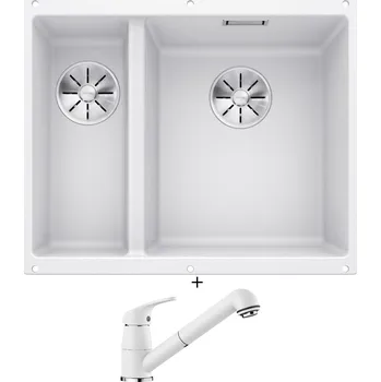 Granitový dřez Dřez pod desku SET Blanco SUBLINE 340/160 U bílá 523562 + Blanco DARAS-S bílá 517735