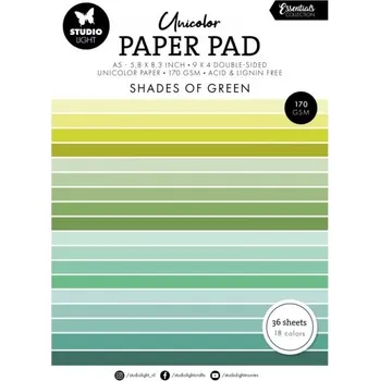Blok barevných papírů Studio Light, A5, 36 l. - odstíny zelené